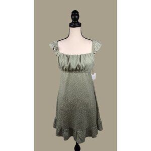 Originality Sage Flutter Sleeve Dress with Tie Back and Ruffle Hem Size XL NWT